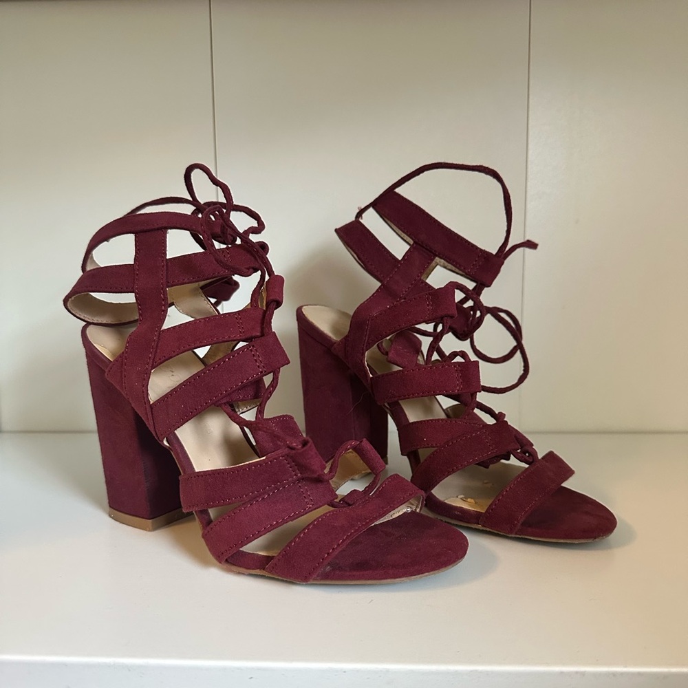 Elegant Burgundy Strappy Heels